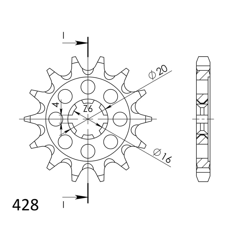 Pinion fata SUPERSPROX 14T, 428