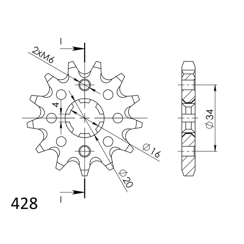 Pinion fata SUPERSPROX 14T, 428