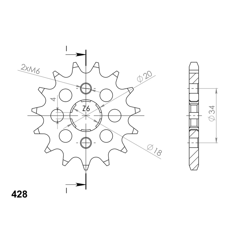 Pinion fata SUPERSPROX 14T, 428 lichidare