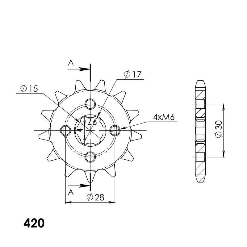 Pinion fata SUPERSPROX 13T, 420