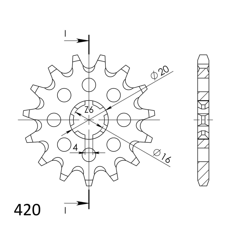 Pinion fata SUPERSPROX 14T, 420