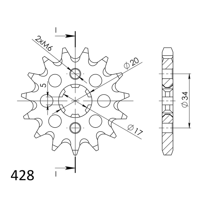 Pinion fata SUPERSPROX 14T, 428