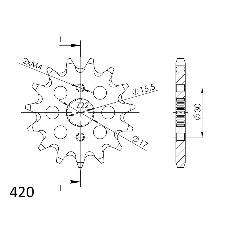 Pinion fata SUPERSPROX 14T, 420