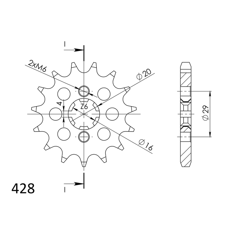 Pinion fata SUPERSPROX 17T, 428