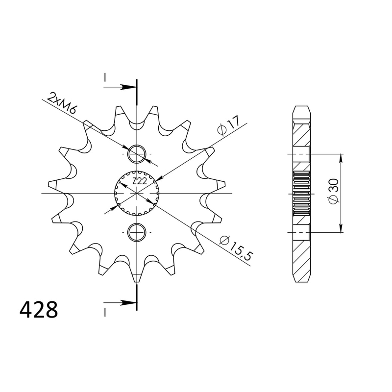 Pinion fata SUPERSPROX 15T, 428