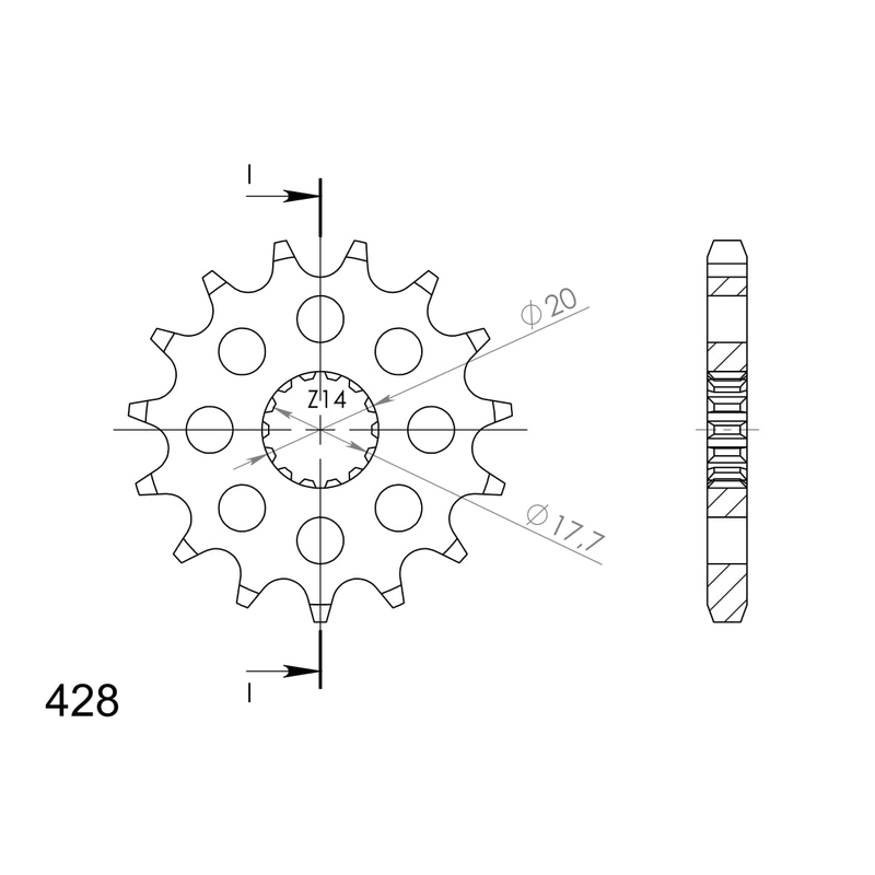 Pinion fata SUPERSPROX 14T, 428