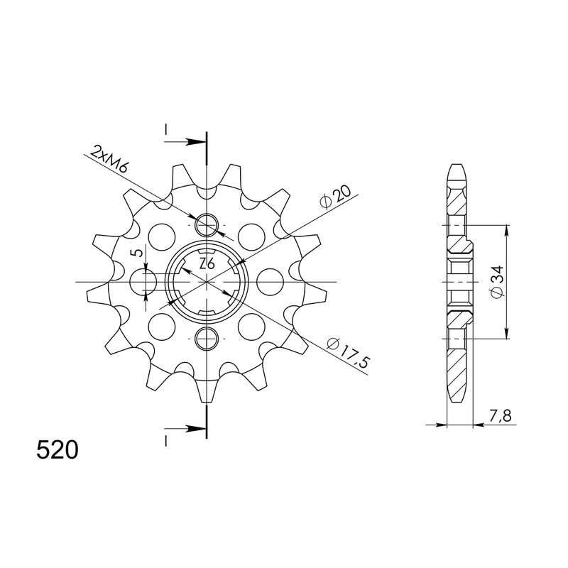 Pinion fata SUPERSPROX 13T, 520