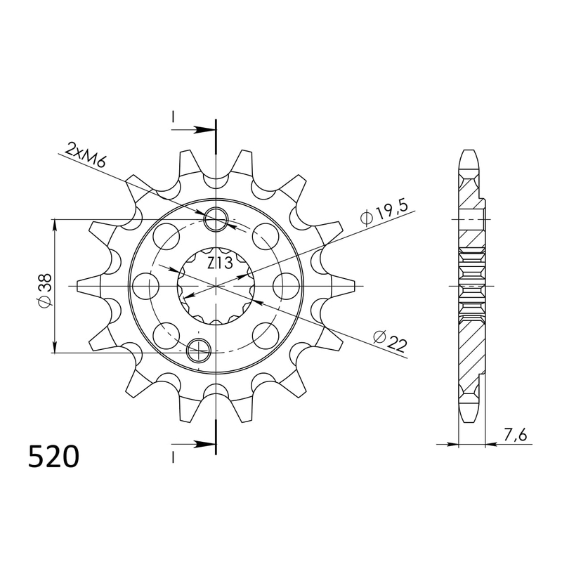 Pinion fata SUPERSPROX 13T, 520