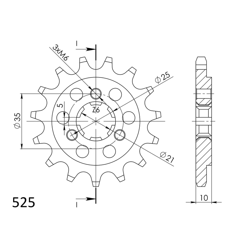 Pinion fata SUPERSPROX 14T, 525