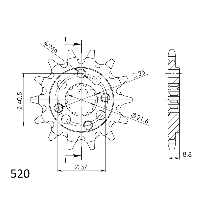 Pinion fata SUPERSPROX 15T, 520