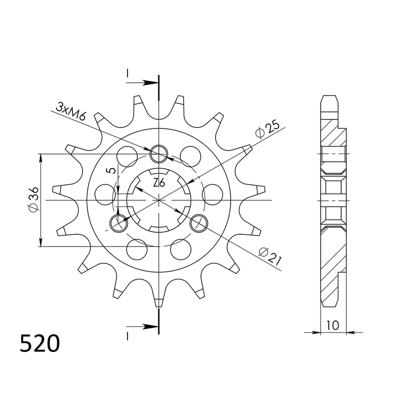 Pinion fata SUPERSPROX 15T, 520 lichidare