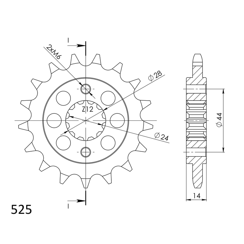 Pinion fata SUPERSPROX 17T, 525