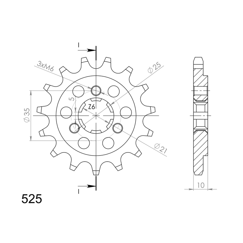 Pinion fata SUPERSPROX 15T, 525