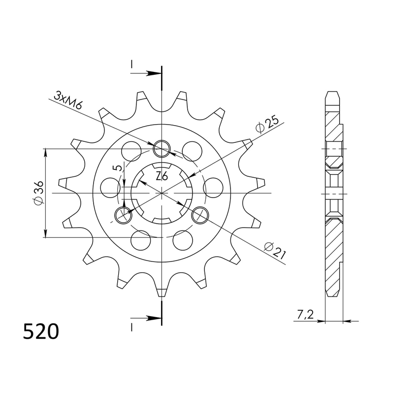 Pinion fata SUPERSPROX 16T, 520