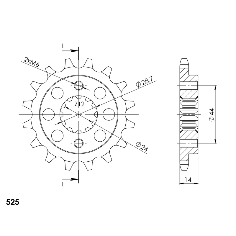 Pinion fata SUPERSPROX 16T, 525