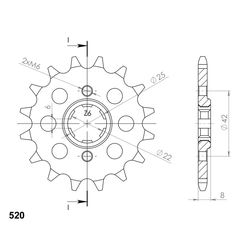 Pinion fata SUPERSPROX 15T, 520