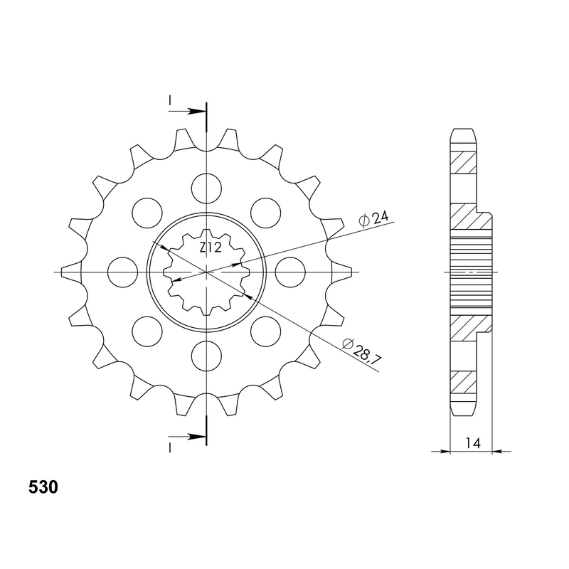 Pinion fata SUPERSPROX 17T, 530