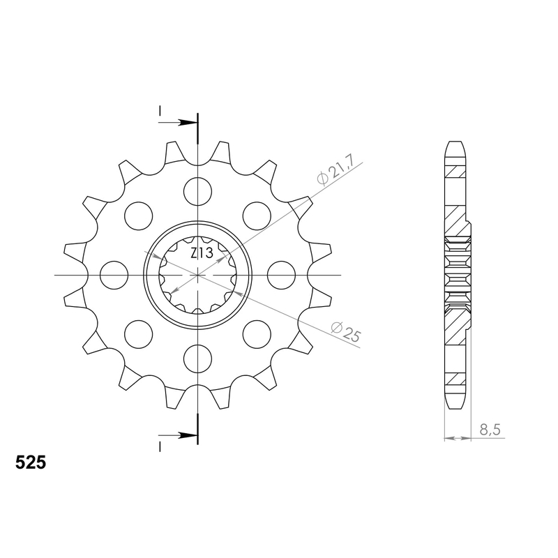 Pinion fata SUPERSPROX 17T, 525