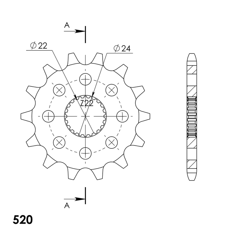 Pinion fata SUPERSPROX 14T, 520