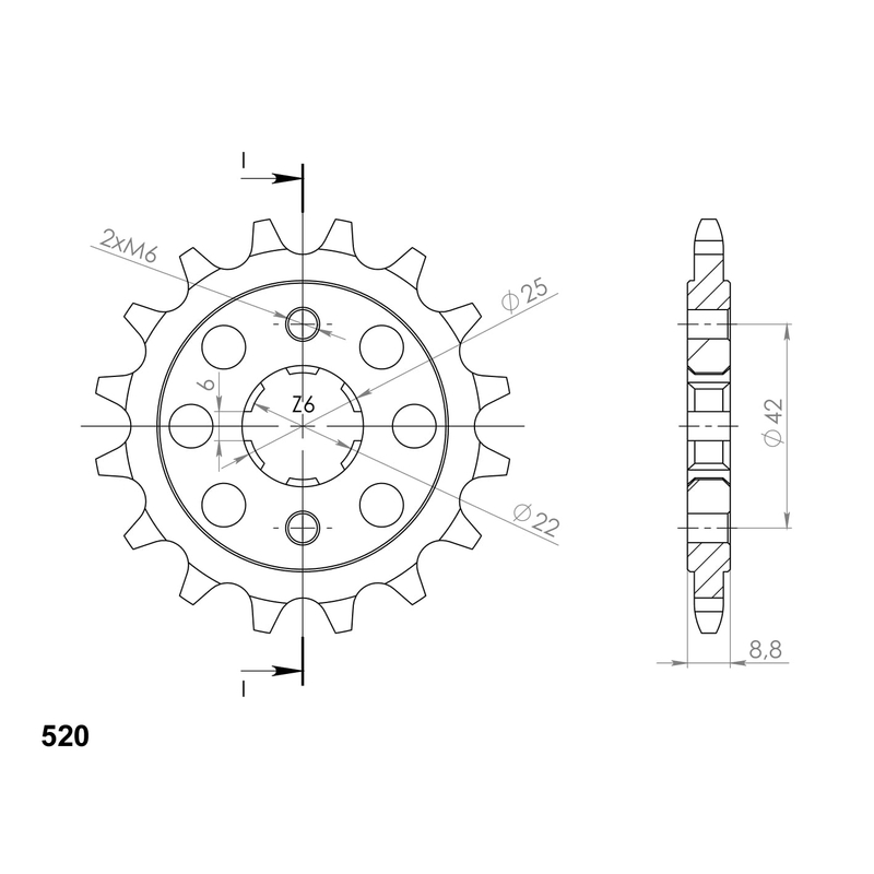 Pinion fata SUPERSPROX 16T, 520