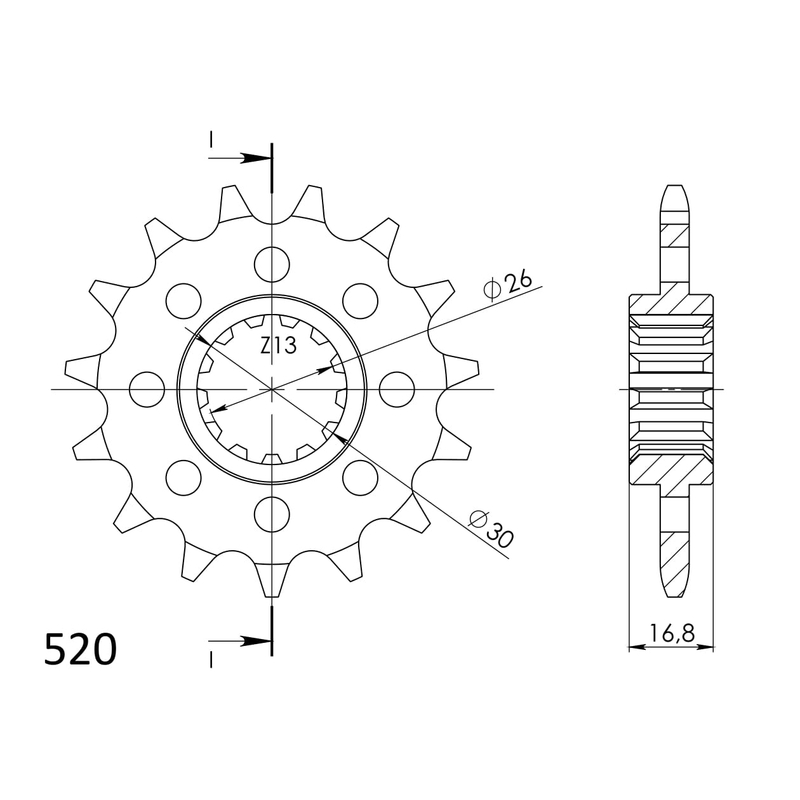 Pinion fata SUPERSPROX 16T, 520