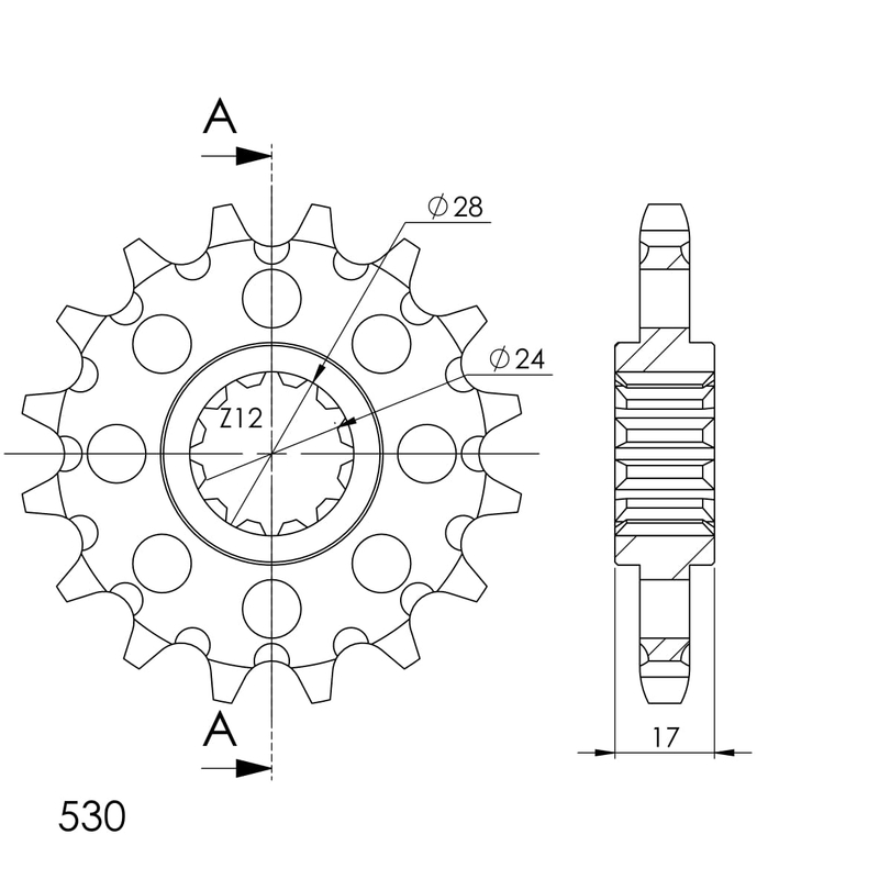 Pinion fata SUPERSPROX 15T, 530