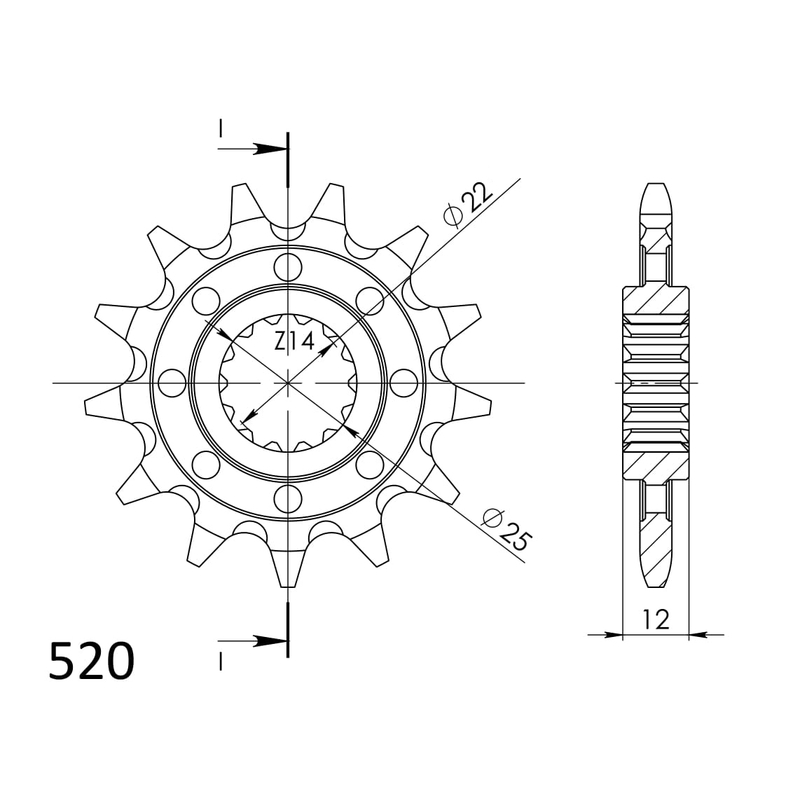 Pinion fata SUPERSPROX 12T, 520