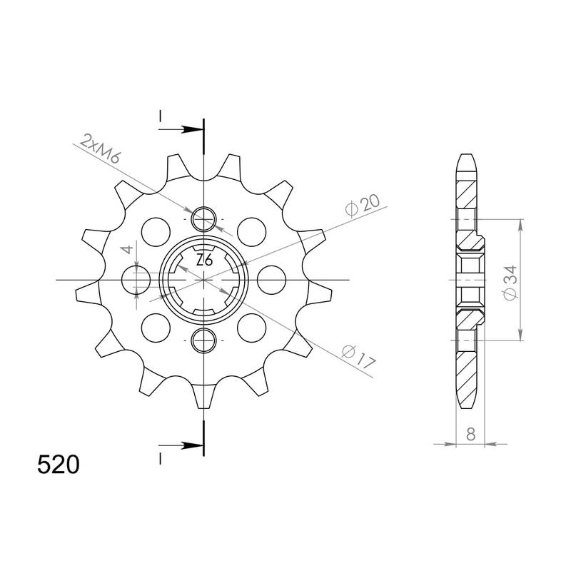 Pinion fata SUPERSPROX 14T, 520