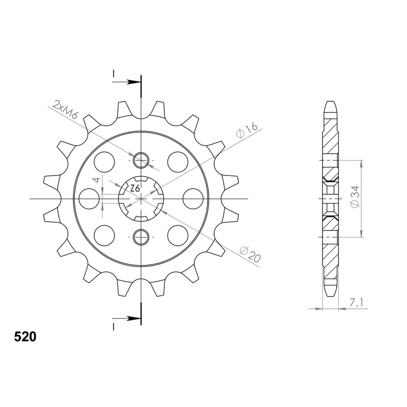 Pinion fata SUPERSPROX 15T, 520