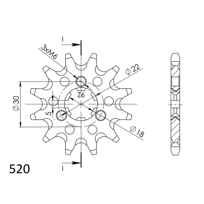 Pinion fata SUPERSPROX 12T, 520