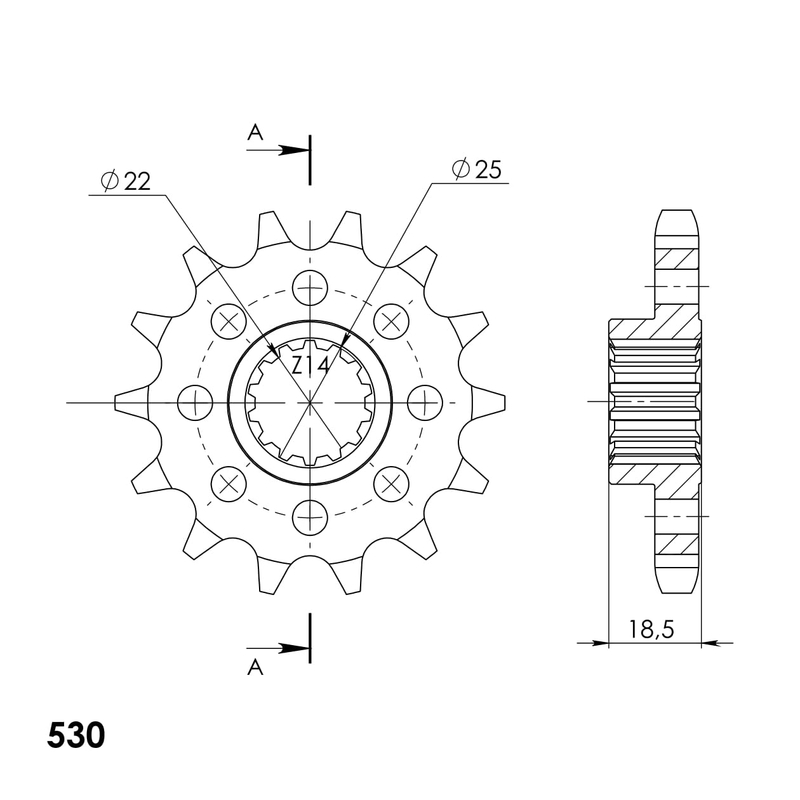 Pinion fata SUPERSPROX 14T, 530