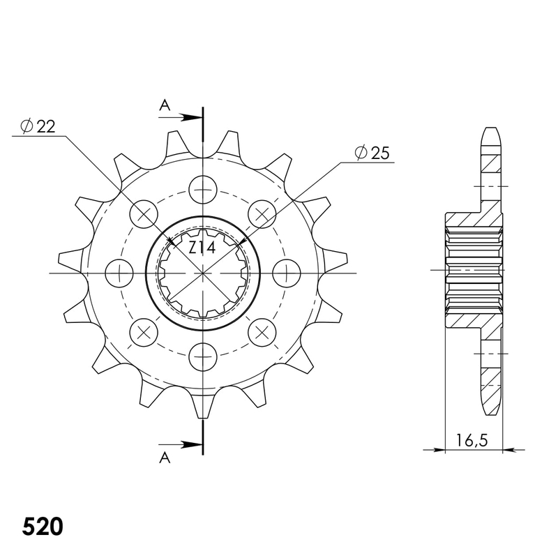 Pinion fata SUPERSPROX 15T, 520