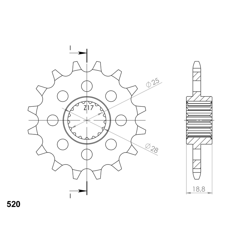 Pinion fata SUPERSPROX 17T, 520