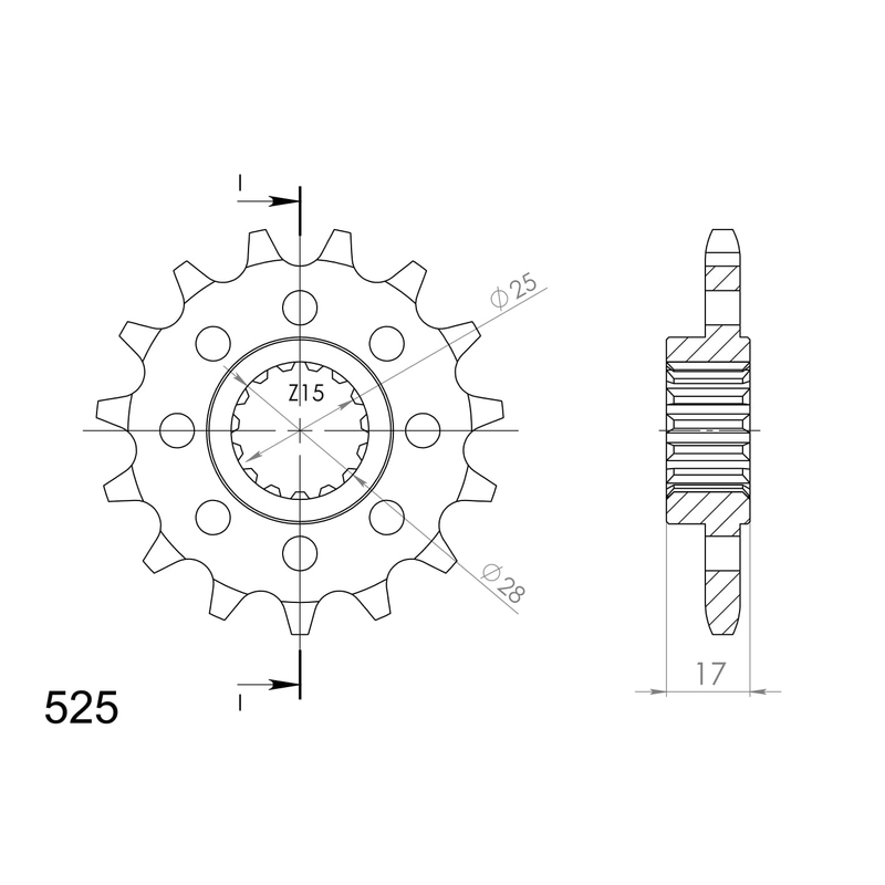 Pinion fata SUPERSPROX 14T, 525
