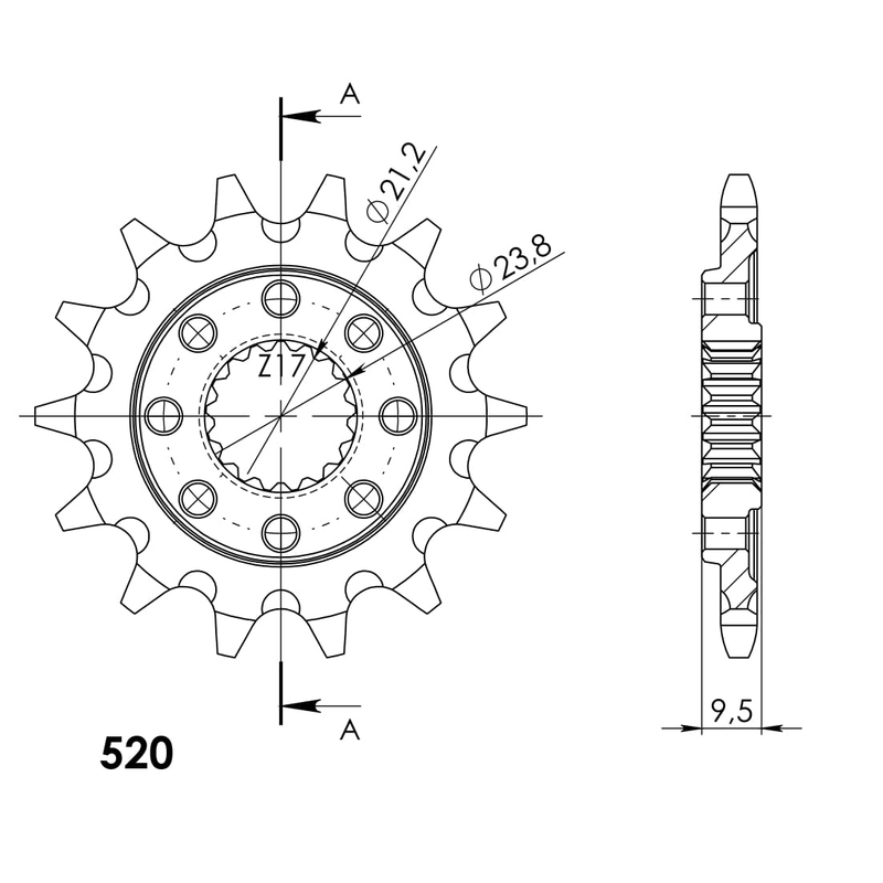 Pinion fata SUPERSPROX 14T, 520