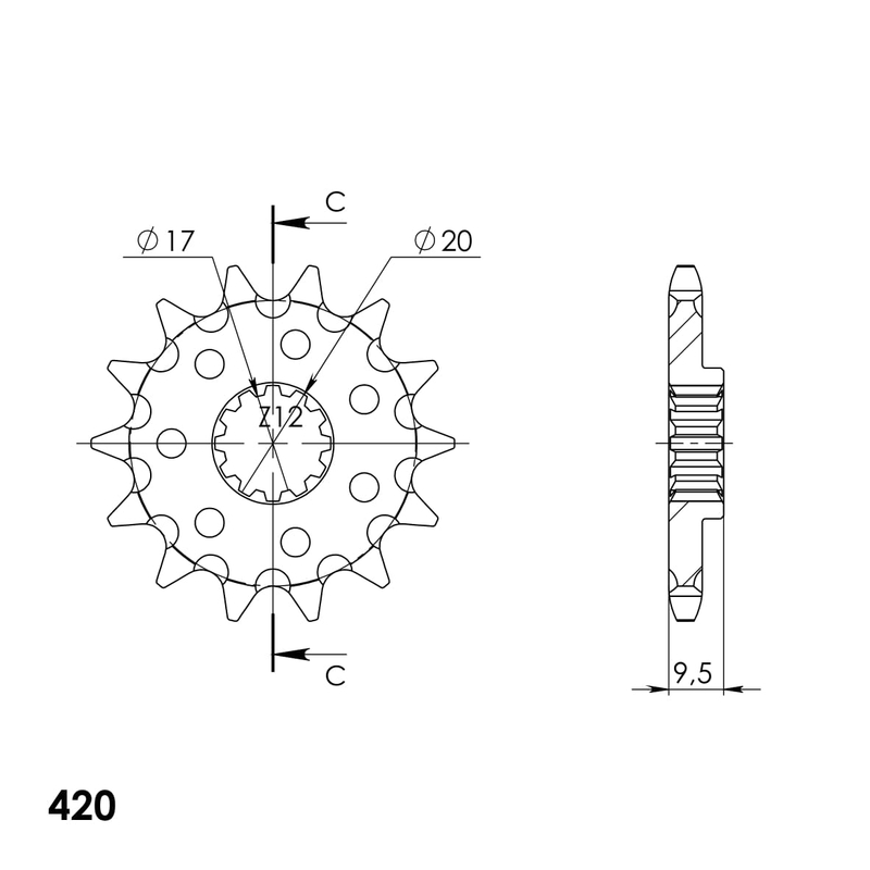 Pinion fata SUPERSPROX 14T, 420