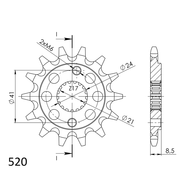 Pinion fata SUPERSPROX 15T, 520