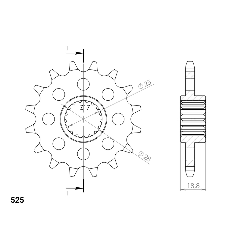 Pinion fata SUPERSPROX 17T, 525 lichidare