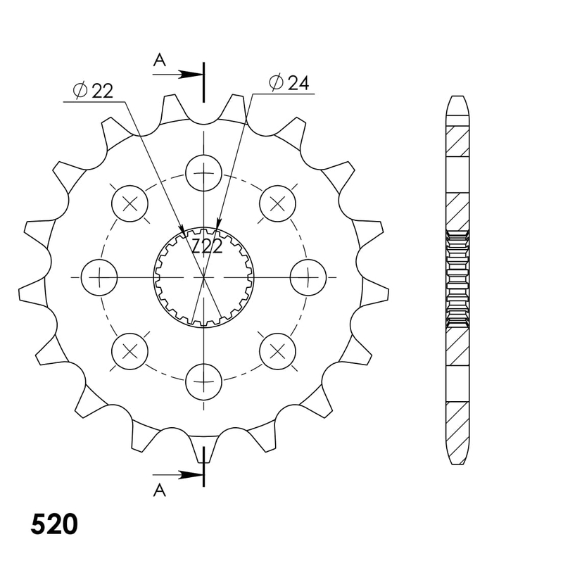 Pinion fata SUPERSPROX 17T, 520