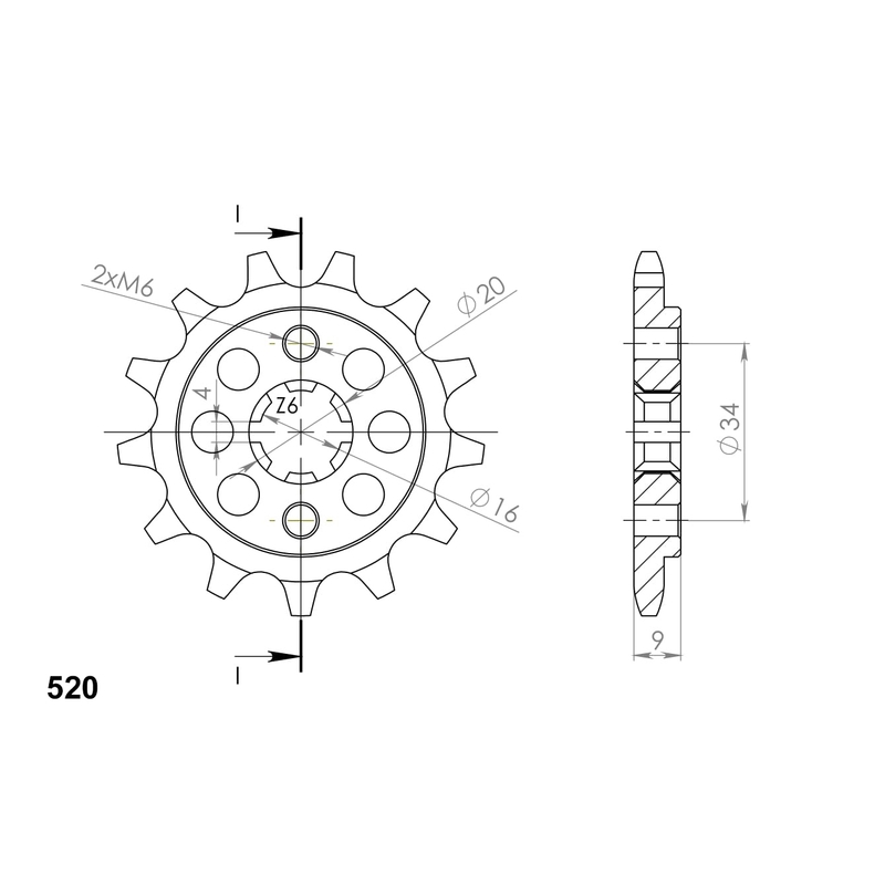 Pinion fata SUPERSPROX 13T, 520
