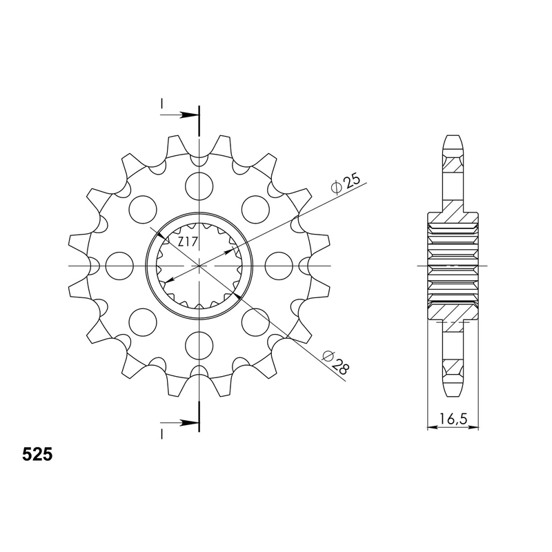 Pinion fata SUPERSPROX 17T, 525