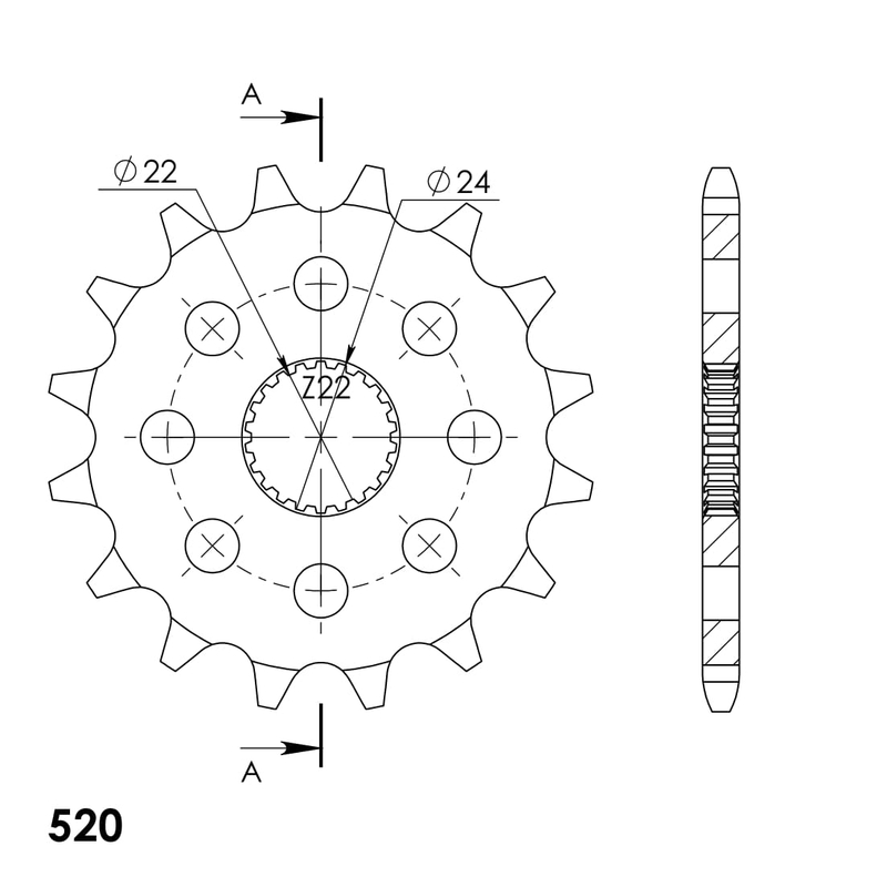 Pinion fata SUPERSPROX 16T, 520