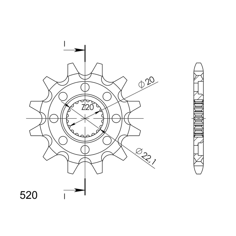 Pinion fata SUPERSPROX 12T, 520