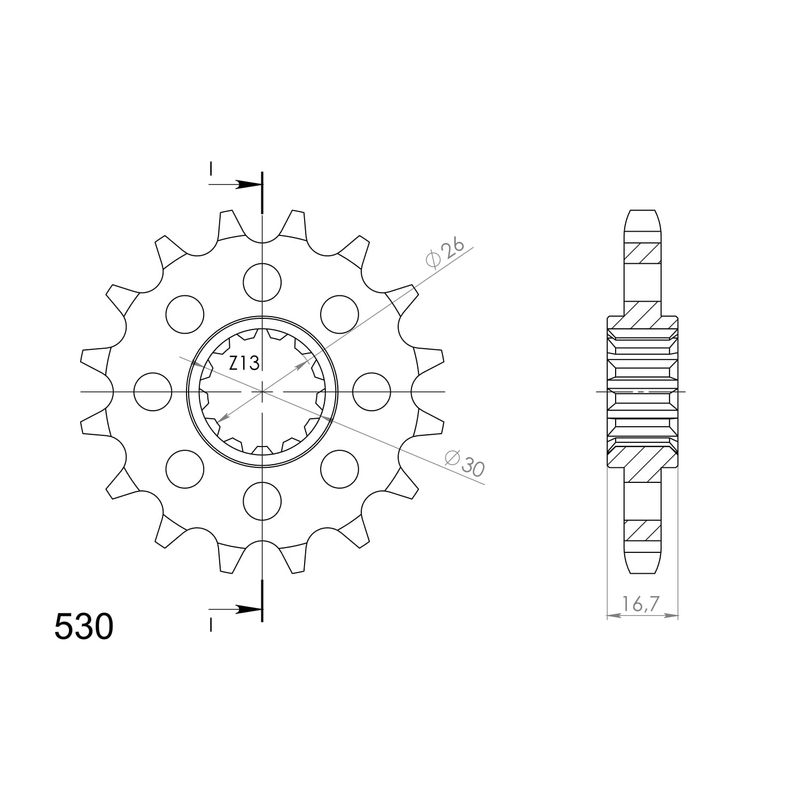 Pinion fata SUPERSPROX 16T, 530