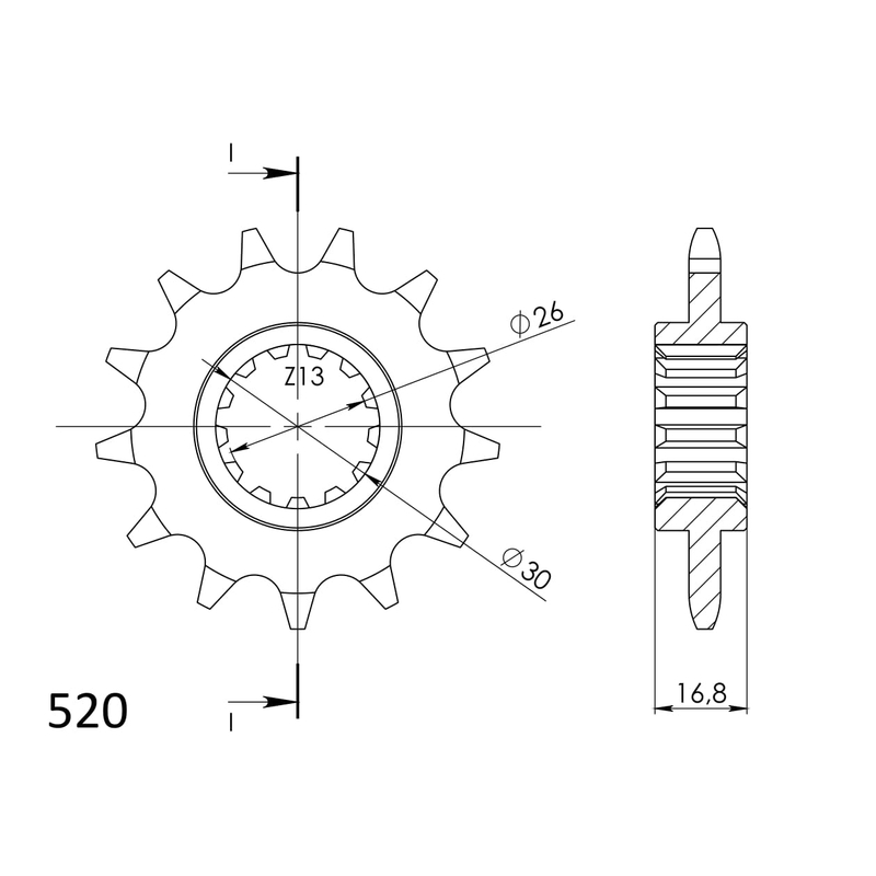 Pinion fata SUPERSPROX 13T, 520 lichidare