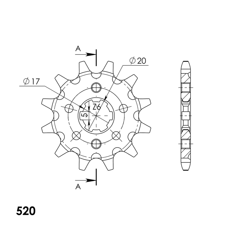 Pinion fata SUPERSPROX 13T, 520
