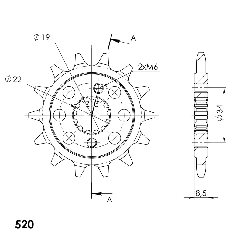 Pinion fata SUPERSPROX 14T, 520