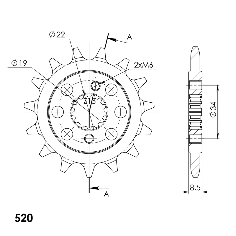 Pinion fata SUPERSPROX 15T, 520 lichidare