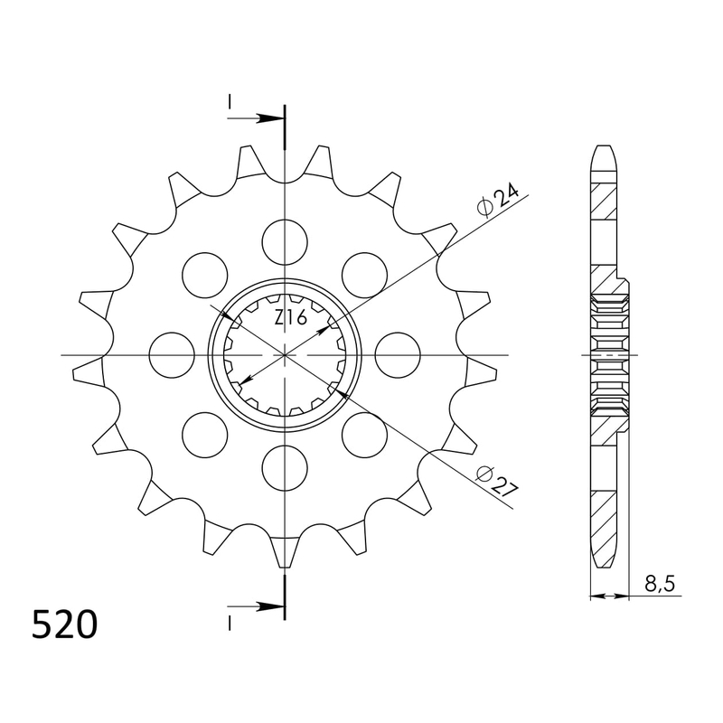 Pinion fata SUPERSPROX 15T, 520