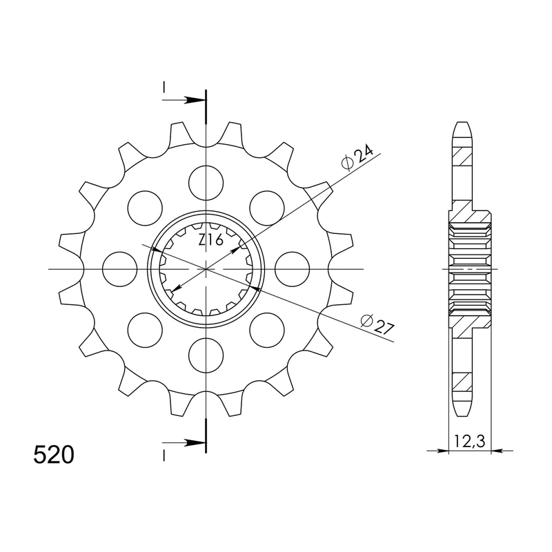 Pinion fata SUPERSPROX 16T, 520